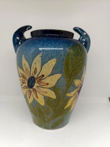 vase decor floral annee 40-50 de fauquet à bonneville en bon etat