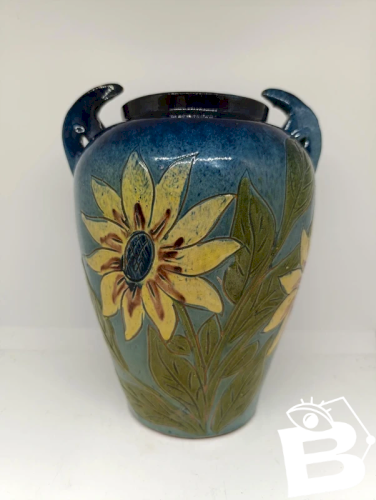 vase decor floral annee 40-50 de fauquet à bonneville en bon etat
