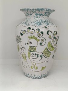 decorative vase with bird signed Ceramiche Loi Dorgali Sardinia in good condition