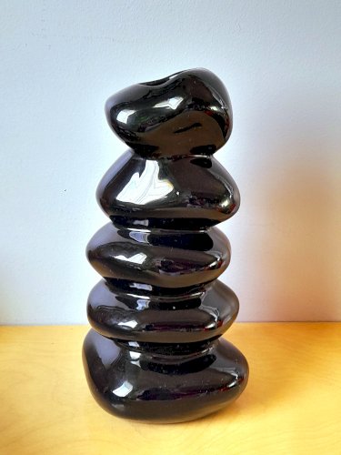Vase design galets en céramique 1980