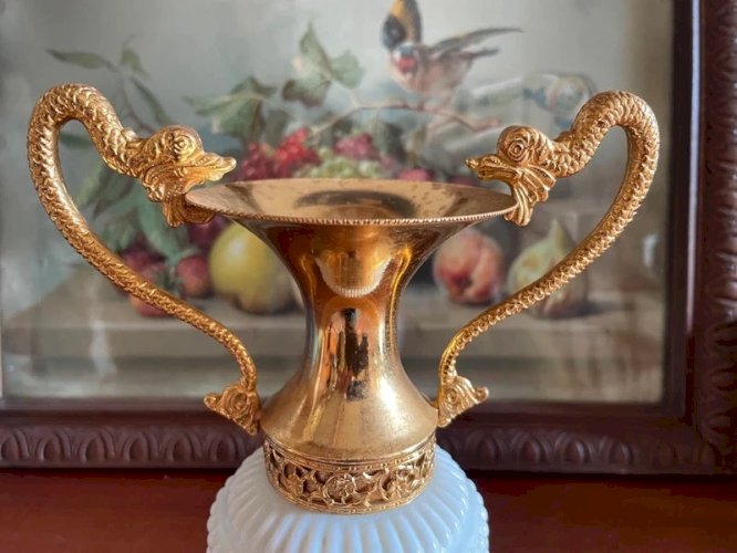 Vase Empoli Italie opaline vintage 1970