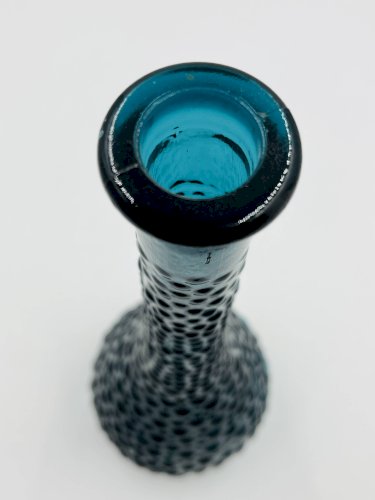 Vase Empoli verre bleu à pastilles relief vintage