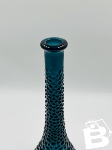 Vase Empoli verre bleu à pastilles relief vintage