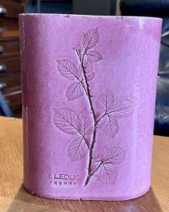 1970's ceramic vase from Vallauris signed R Leduc floral decoration