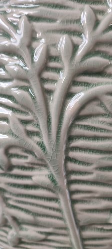 Vase en céramique craquelée années 80-90 décor végétal 