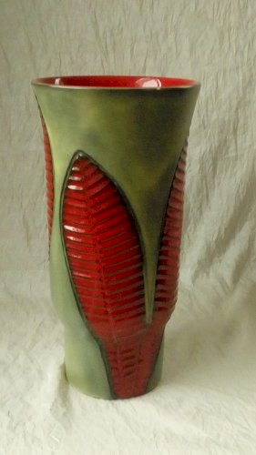 VASE EN CERAMIQUE FERNAND ELCHINGER MODELE FOUGERE ANNEES 1950*