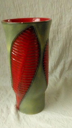 VASE EN CERAMIQUE FERNAND ELCHINGER MODELE FOUGERE ANNEES 1950*