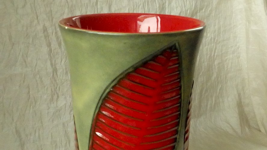 VASE EN CERAMIQUE FERNAND ELCHINGER MODELE FOUGERE ANNEES 1950*
