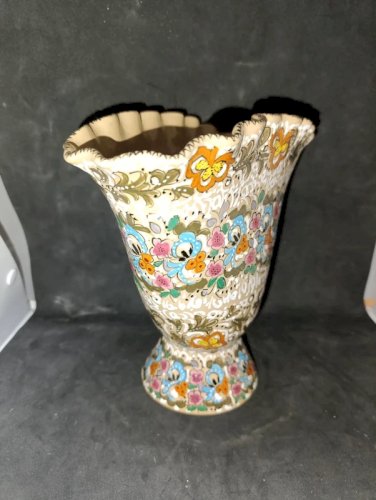 Vase en céramique italienne molaroni Pesaro Italia décor floral en bon etat
