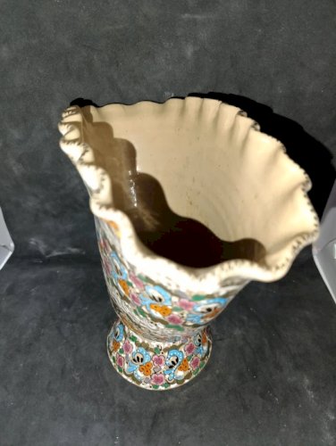 Vase en céramique italienne molaroni Pesaro Italia décor floral en bon etat