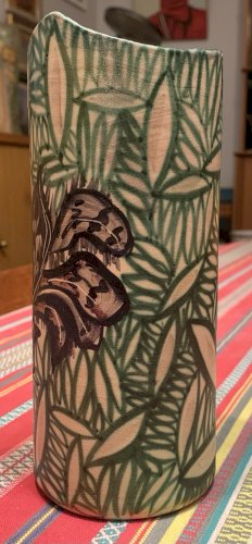 Vase en céramique Vallauris décor au coq signé Le Chariot 1960's