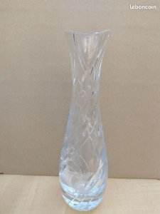 Twisted Bohemian Crystal Vase Signed in Good Condition.