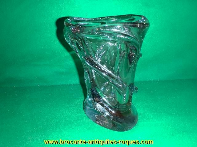 VASE EN CRISTAL ROSE ET BLEU