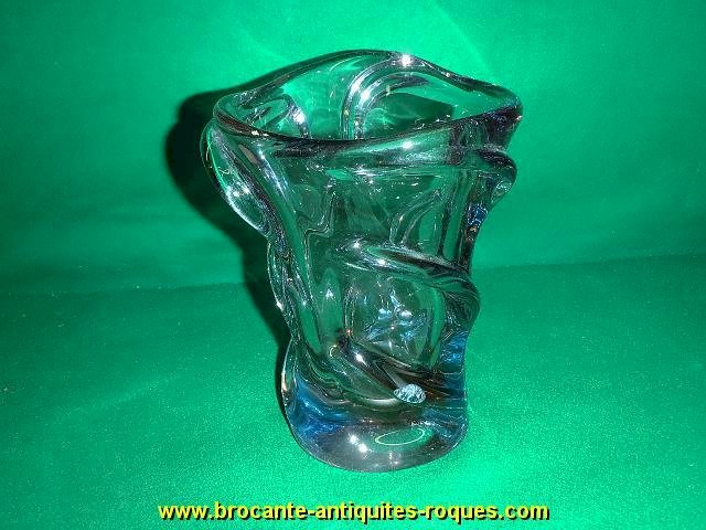 VASE EN CRISTAL ROSE ET BLEU