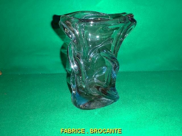 VASE EN CRISTAL ROSE ET BLEU
