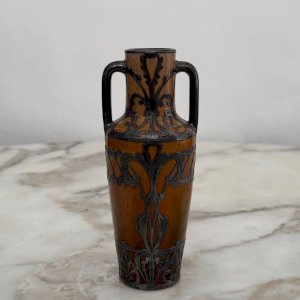 Vase en faïence craquelée 1900 Art Nouveau mouvement Nouille M4025