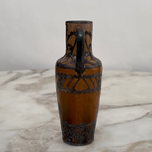 Vase en faïence craquelée 1900 Art Nouveau mouvement Nouille M4025