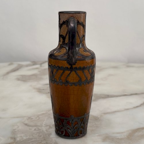 Vase en faïence craquelée 1900 Art Nouveau mouvement Nouille M4025