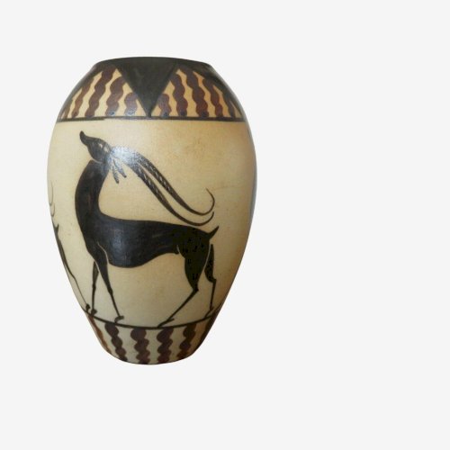 VASE EN GRES EMAILLE DE CIBOURE SIGNE ETIENNE VILOTTE.