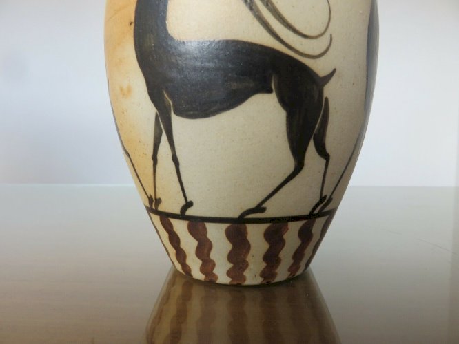 VASE EN GRES EMAILLE DE CIBOURE SIGNE ETIENNE VILOTTE.