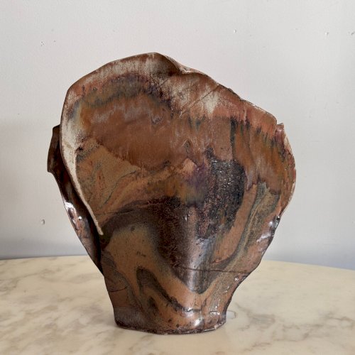 Vase en grès flammé décor de feuillage vers 1970 M4019