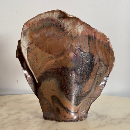 Vase en grès flammé décor de feuillage vers 1970 M4019