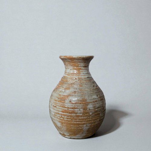 Vase en grès signé / Puisaye / Lion