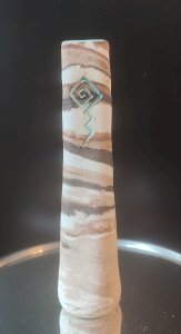 Turned stoneware vase signed with relief decoration.