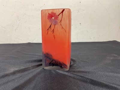 Vase en pâte de verre marmoréen signé LAFLOR école Nancy.