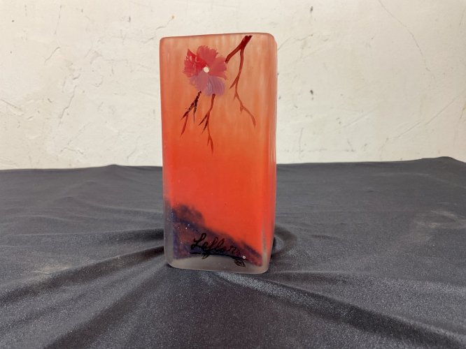 Vase en pâte de verre marmoréen signé LAFLOR école Nancy.