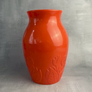Orange plastic vase Neptune retro vintage pop Height ~22cm