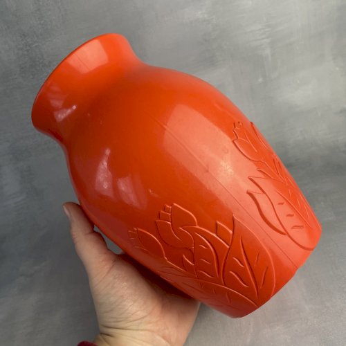 Vase en plastique orange Neptune retro vintage pop Haut.~22cm