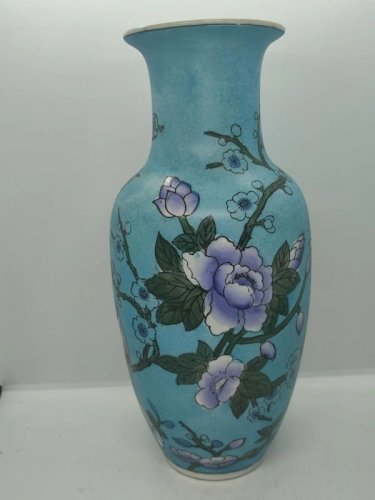 vase en porcelaine japonais a decor floral et doiseaux en bon etat