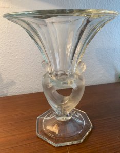 Art Deco glass vase with nymphs 1930's Walther & Söhne to be identified.