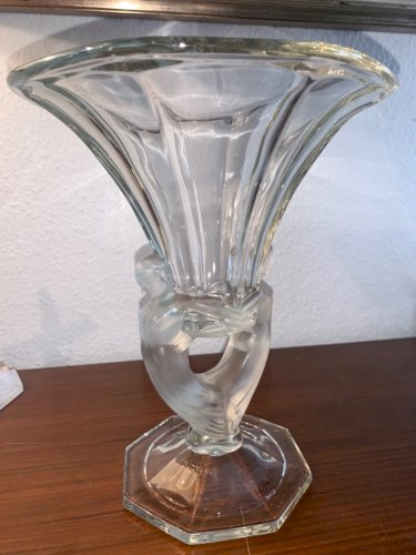 Vase en verre art déco aux nymphes 1930's Walther & Söhne à identifier