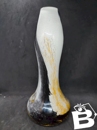 Vase en verre bullé multi couleur dans le gout de murano en bon etat