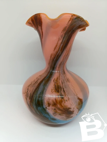 vase en verre de murano multicouleur et col mouchoir en bon etat