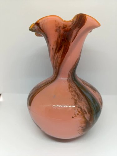 vase en verre de murano multicouleur et col mouchoir en bon etat