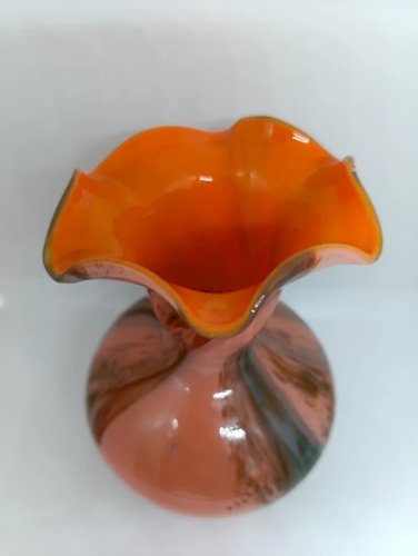 vase en verre de murano multicouleur et col mouchoir en bon etat