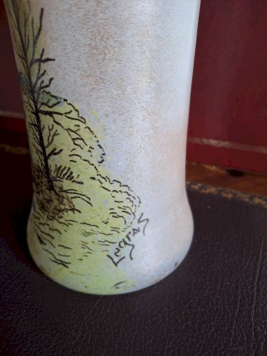 Vase en verre émaillé signé Legras Art nouveau vers 1900