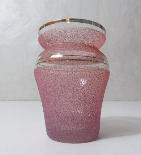 vase en verre granité rose et or Vintage