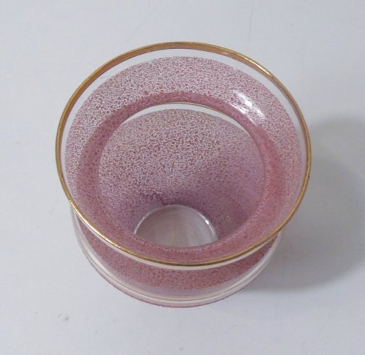 vase en verre granité rose et or Vintage