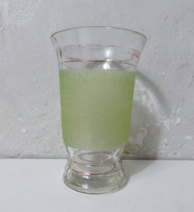 vase en verre granité vert et or Vintage