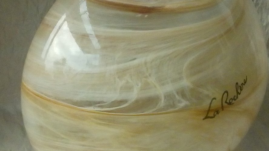VASE EN VERRE "LA ROCHERE " EFFET MARBRÉ **