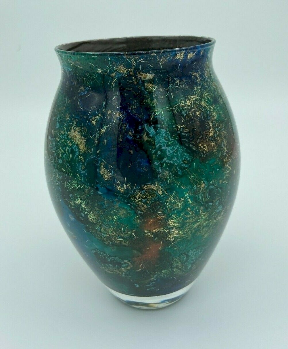 VASE EN VERRE LAQUE LINE PIECE UNIQUE REALISE MAIN MADE FRANCE XX EME