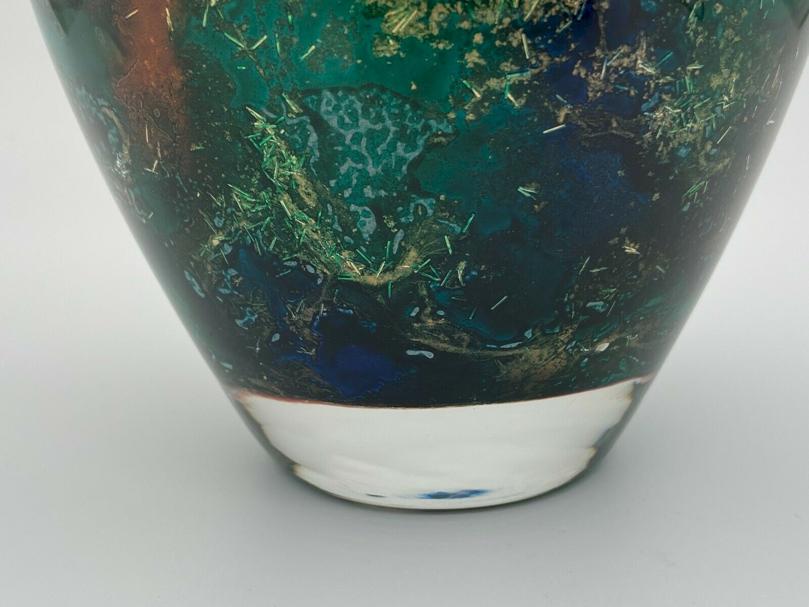 VASE EN VERRE LAQUE LINE PIECE UNIQUE REALISE MAIN MADE FRANCE XX EME