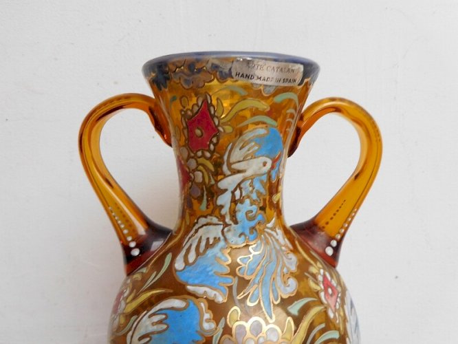 VASE EN VERRE MULTICOLORE ARTE CATALAN HAND MADE IN SPAIN