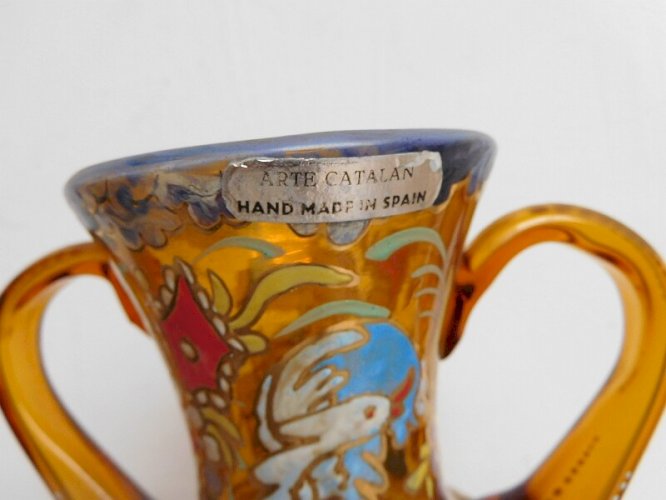 VASE EN VERRE MULTICOLORE ARTE CATALAN HAND MADE IN SPAIN