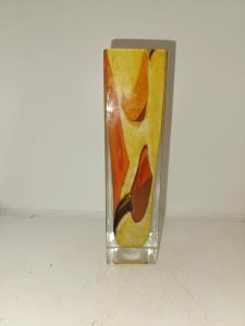 multicolored glass vase marble style in good condition