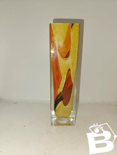 vase en verre multicouleur teinte style marbre en bon etat